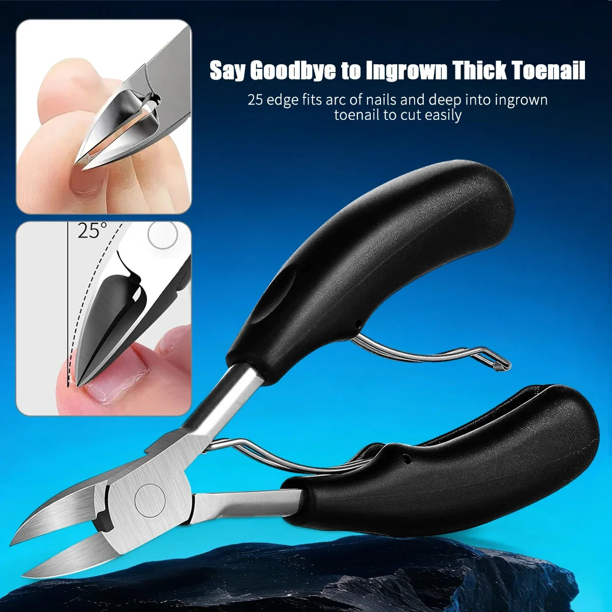 2pcs Professional Stainless Steel Nail Clippers - Ultra-sharp Blade, Specially Designed for Thick Hard Nails and Ingrown Nails,