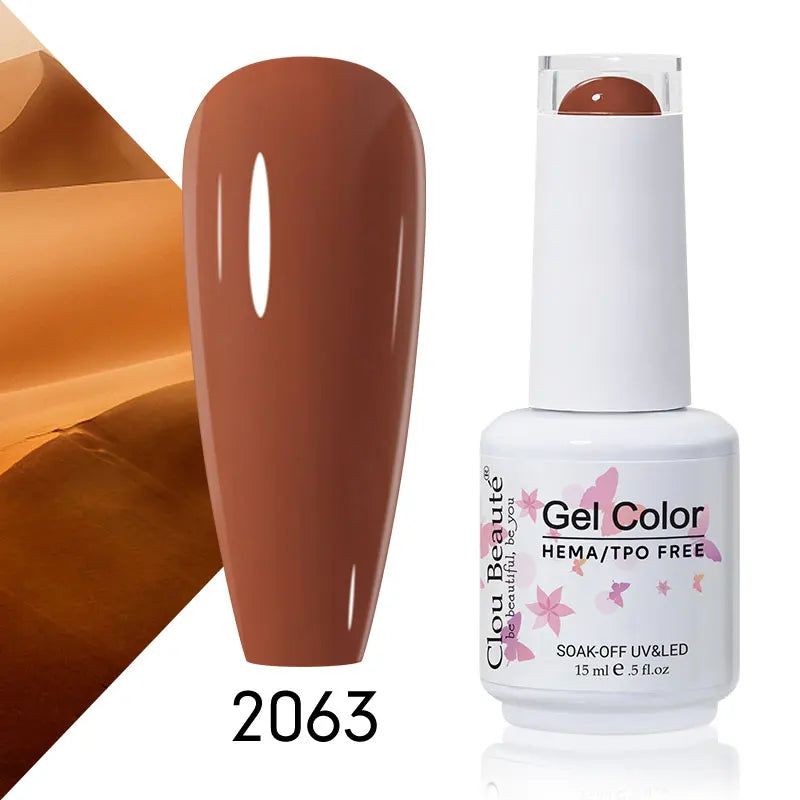 Clou Beaute Coffee Colors Nail Gel Polish HEMA/TPO FREE Soak off UV/LED 15ml Vernis Semi Permanent Nail Varnish 15ml Base Top