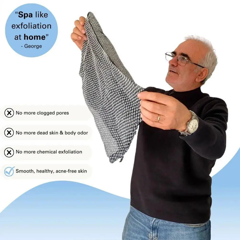Back Scrubbing Towel Dual Sided Durable Exfoliating Body Towel Back Strap Unisex Detox Mud Back Scrub Extended Bathing Towel