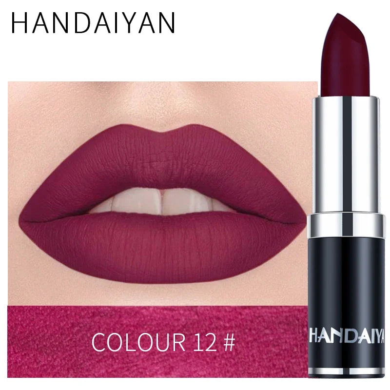 12 Colors Matte Lipstick Long Lasting High Pigment Velvet Soft Full Coverage Lip Makeup Nude Red Sexy Women Beauty Cosmetics