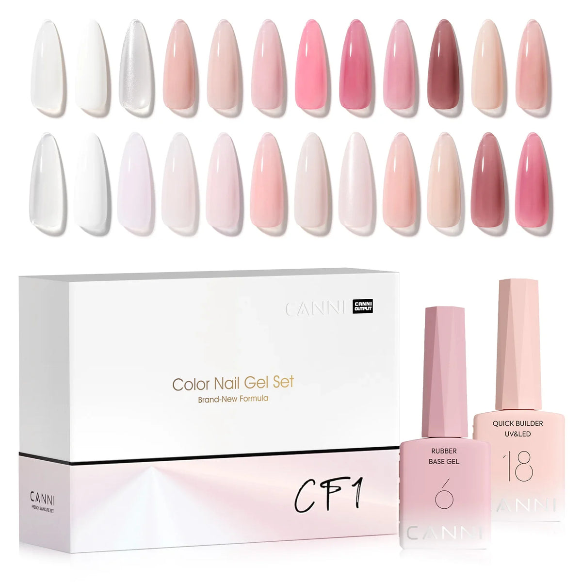 6pcs/kit HEMA/TPO FREE CANNI CF1 Nail Gel Polish Set Jelly Color Builder Nail Gel In Bottle UV Construction Semi Permanent Gel