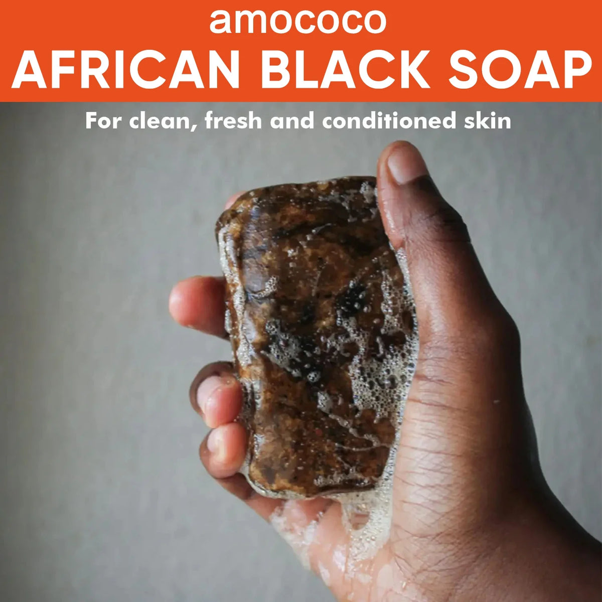 Amococo 3/6pcs African Black Soap Bar 150g Shea Butter Body Soap Moisturizing Cleansing Bath Soap with Coconut Oil Caffeine Neem Extract Natural Skin Care Soap for Men Women Dry Skin