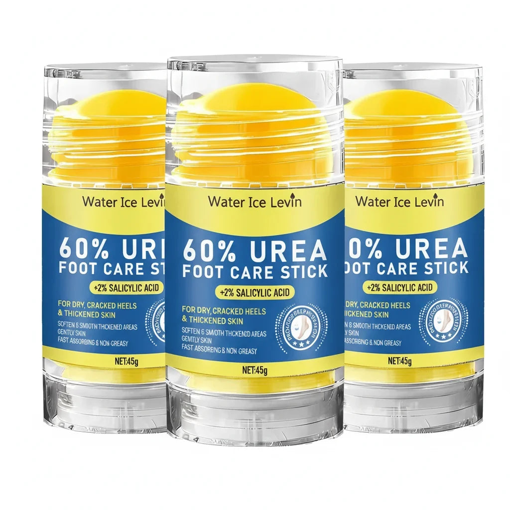 60% Urea Foot Stick 2% Salicylic Acid Smooths. Softens Cracked Heels and Thickened Skin. Fast Absorbing. Tea Tree Coconut. 45g.