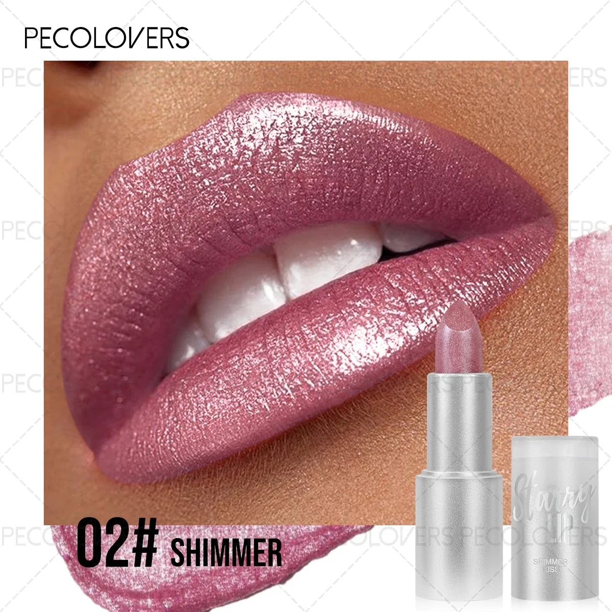1PC Moisturizing Pearlescent Shimmer Lipstick, Glittering Purple/pink Tones, Soft Texture, Non-stick Cups, Silky, Christmas Gift