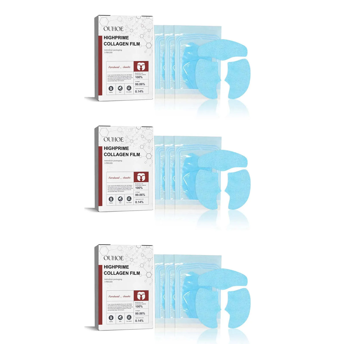 Collagen Membrane Set Paper Soluble Facial Mask Cheek Sticker Forehead Patch Fade Smile Lines Patches Tightening Skin Care