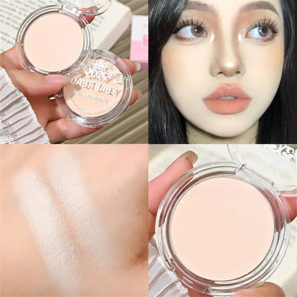 Beige White Highlighter Powder Palette Single Matte Face Brighten Contour Makeup High Gloss Eyeshadow Lying Silkworm Rouge