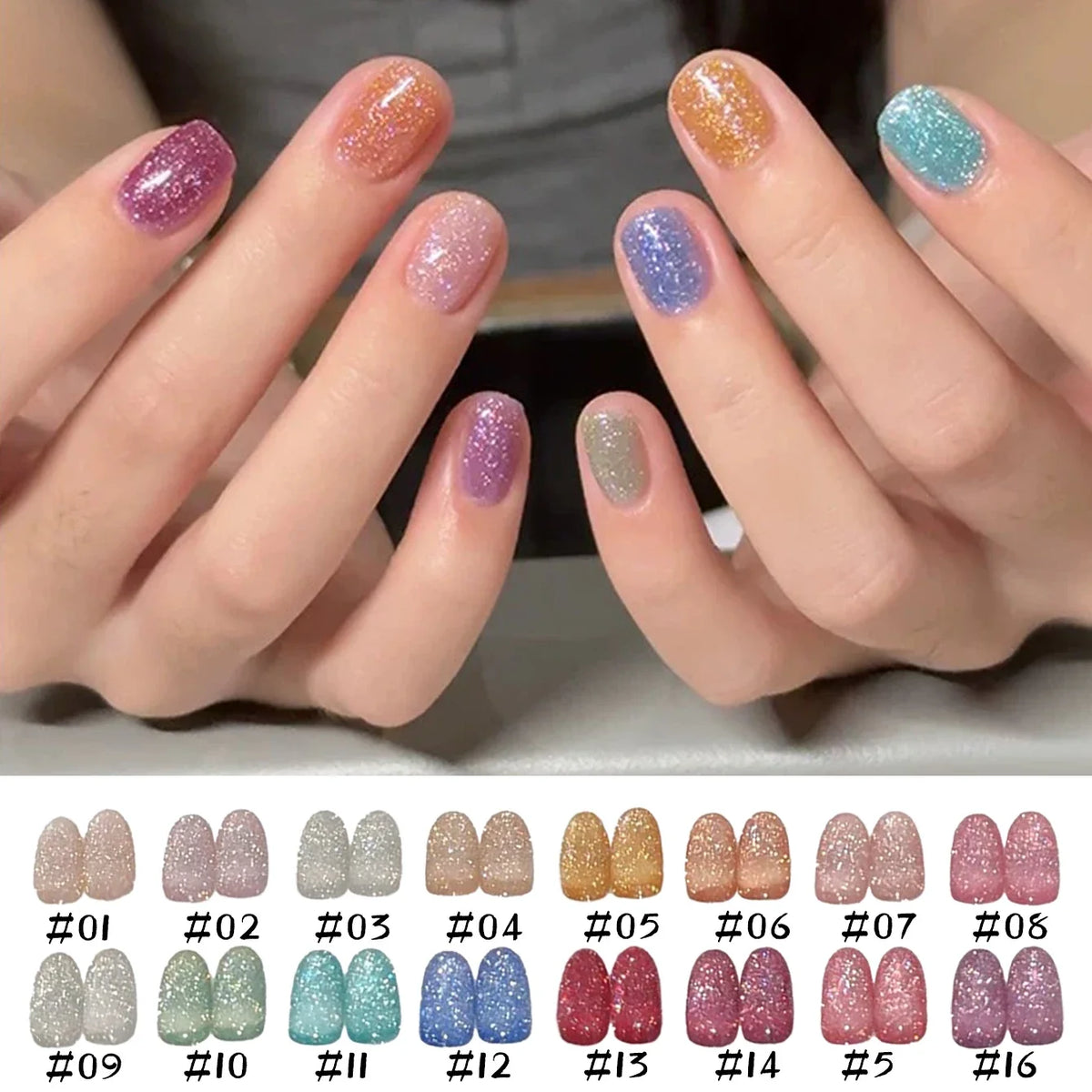 1-12pcs Wine Red Flash Crushed Strobe High Density Diamond Glitter Gel Nail Polish Black Nails Red Nails White Nails