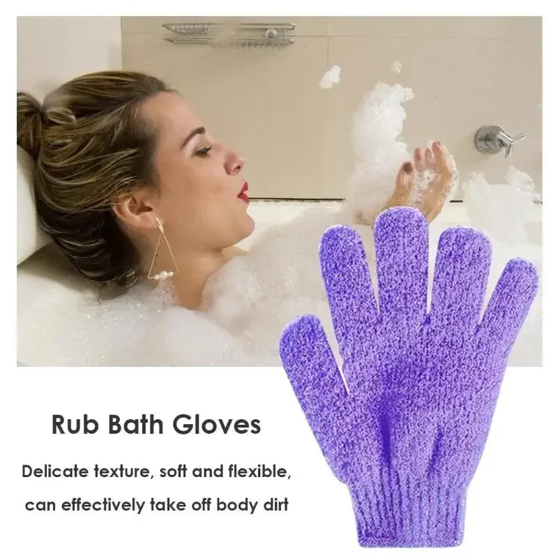 1/2Pcs Five Fingers Bath Gloves Peeling Exfoliating Household Shower Towel Scrub Body Wash Elastic Wipe Back Body Cleaning Tools