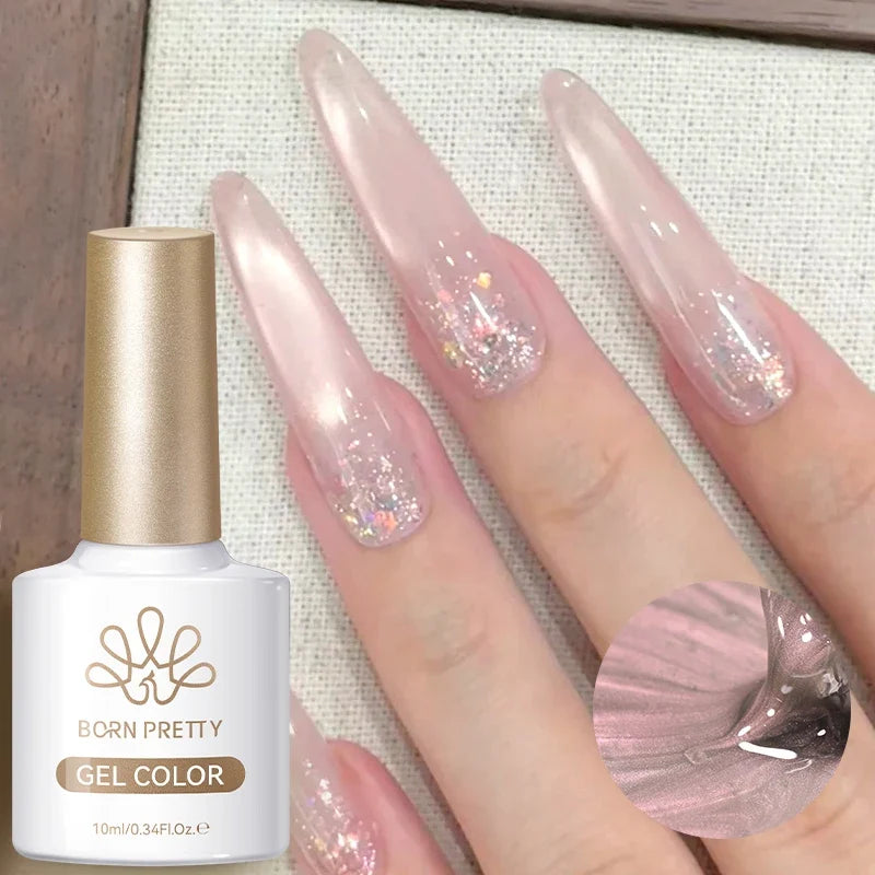 BORN PRETTY 10ml Pink Water Light Cat Magnetic Gel Polish Spaking Glitter UV LED Soak Off Gel Varnish Crystal DIY Manicure