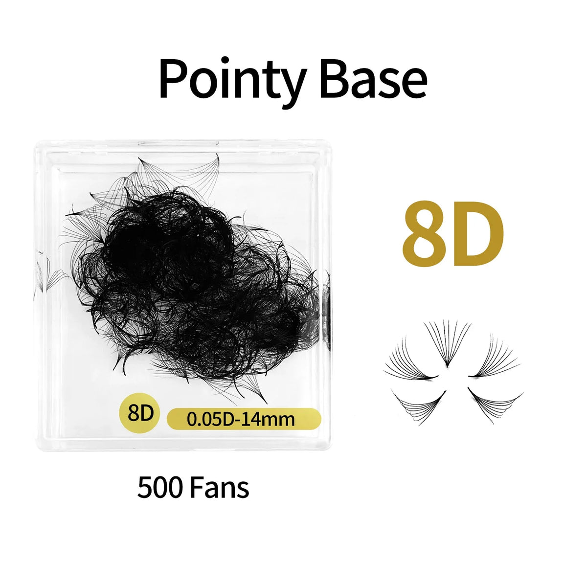 ABONNIE 500 Fans Loose Fan Lashes Extensions 6D-20D 8-18mm Pointy Base Premade Medium Stem Sharp Thin Russian Volume Eyelash