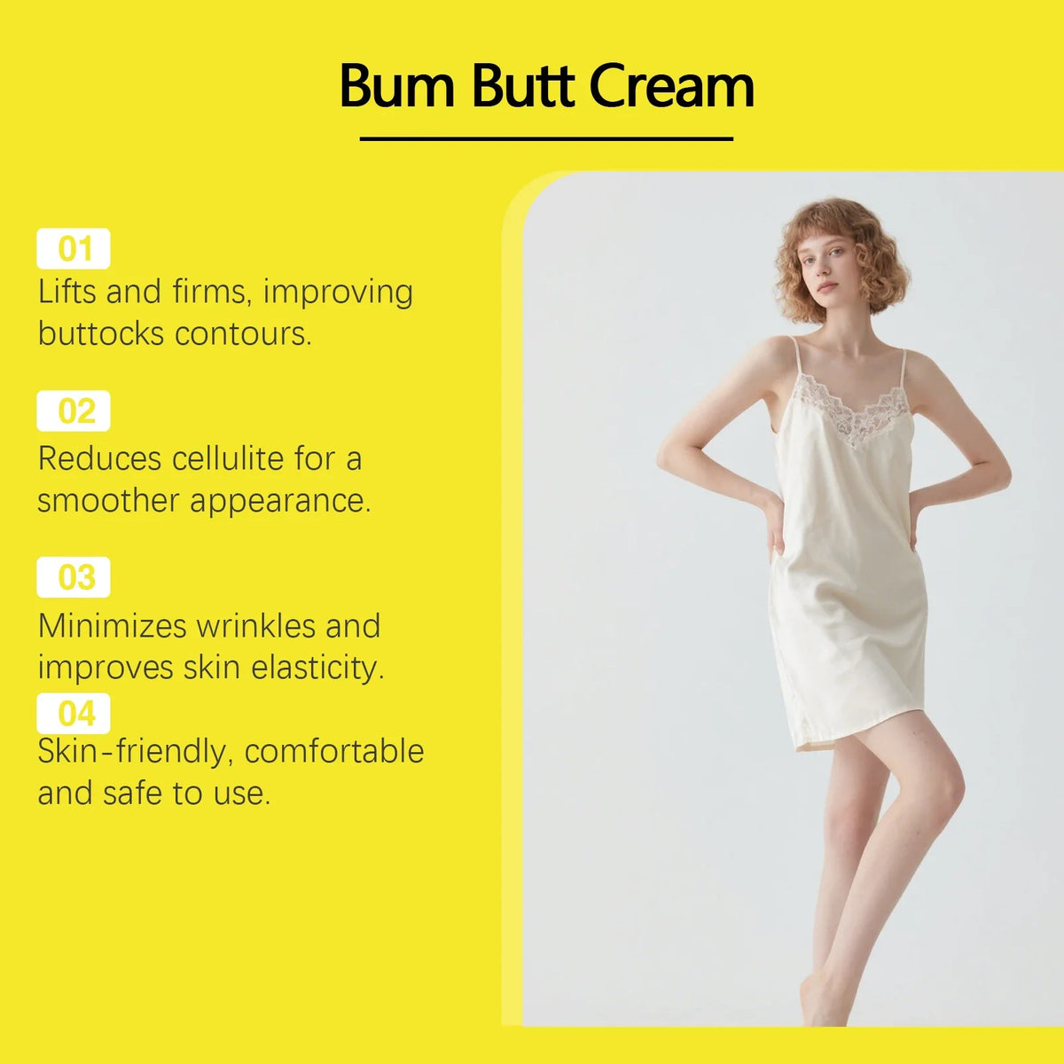 Butt Lift Cream Firming & Hydrating Cream for Buttocks Anti-Cellulite Treatment Tightening Smoothing Cream with Collagen Retinol
