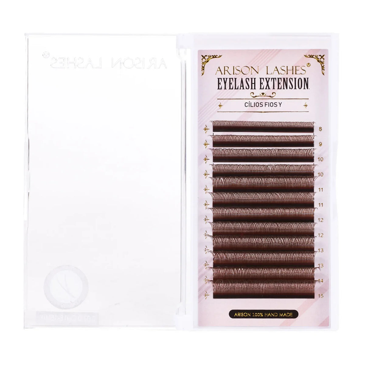 ARISON Brown 2D YY Lashes Double Tips Eyelashes Extension Cilios Y Premade Volume YY Shape EyeLash Grafting Extension Split Tip