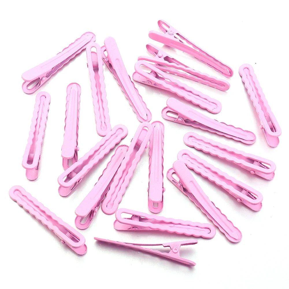 50pcs 6cm Candy Colored Hair Clips Women Girls Metal Hairpins Hollow Bangs Side Clip for Makeup Hair Styling Hairgrip Wholesale