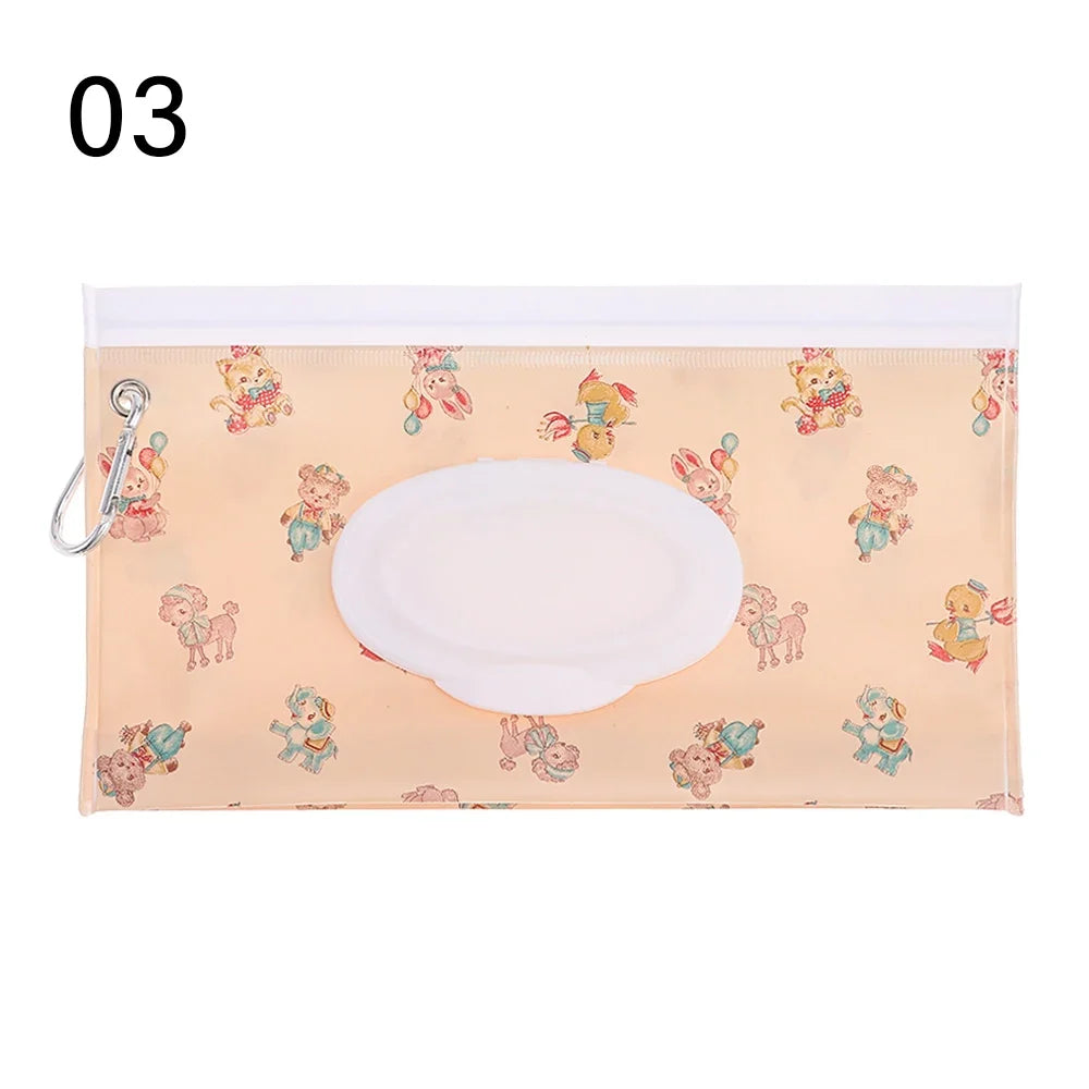 EVA Baby Wet Wipe Pouch Portable Buckle Wipes Holder Case Flip Cover Snap-Strap Reusable Refillable Wipe Bag Outdoor Tissue Box