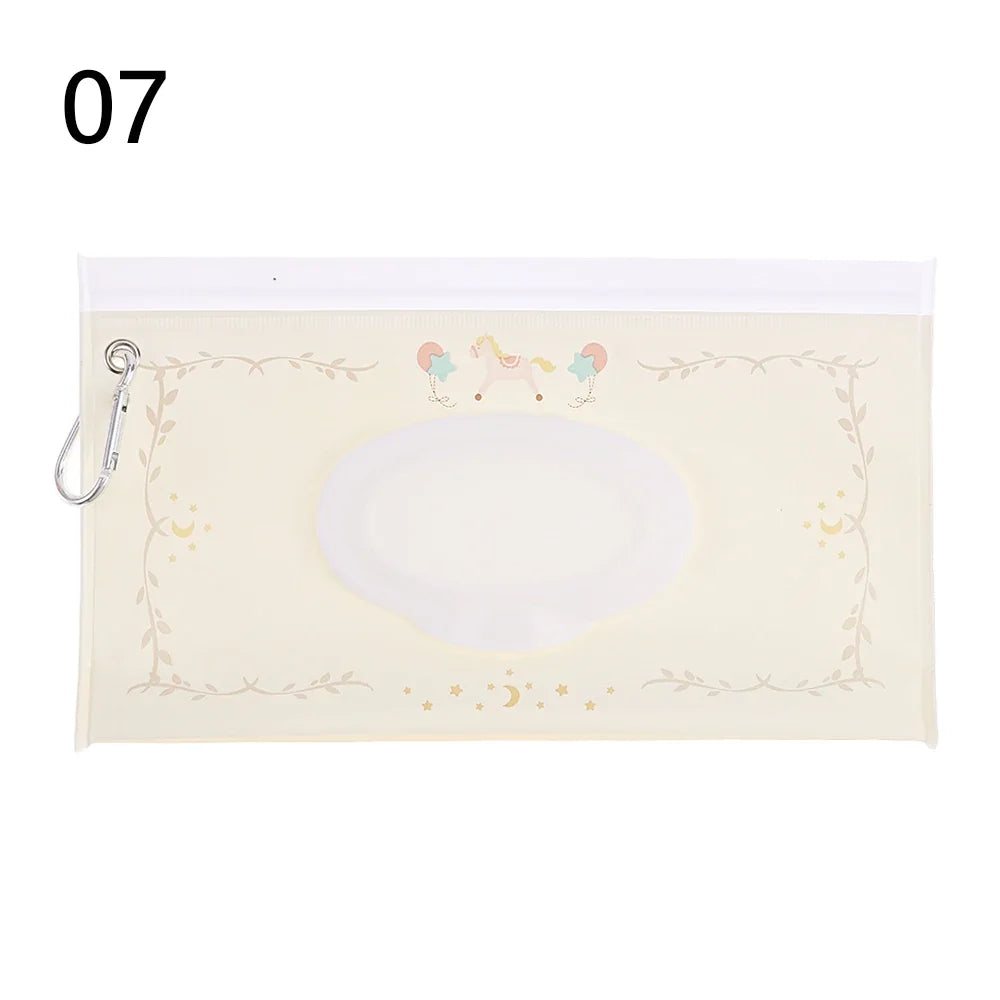 EVA Baby Wet Wipe Pouch Portable Buckle Wipes Holder Case Flip Cover Snap-Strap Reusable Refillable Wipe Bag Outdoor Tissue Box