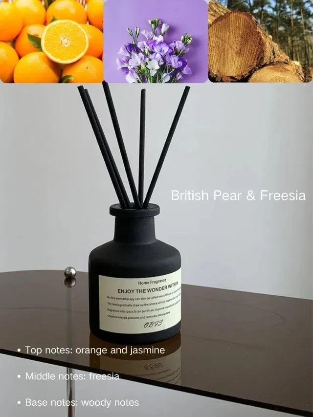 50ml Flameless Home Fragrance Room Flameless Freesia Jasmine Fragrance Oil with Reed Diffuser Stick Home Room Air Freshener Deco