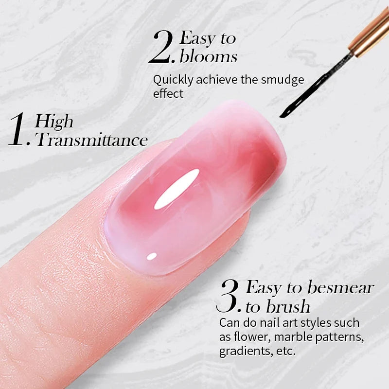 BORN PRETTY 10ml Clear Blooms Gel Polish UV LED Soak Off Nail Art Polish for Spreading Effect Marble Nail Polish Gel Painting