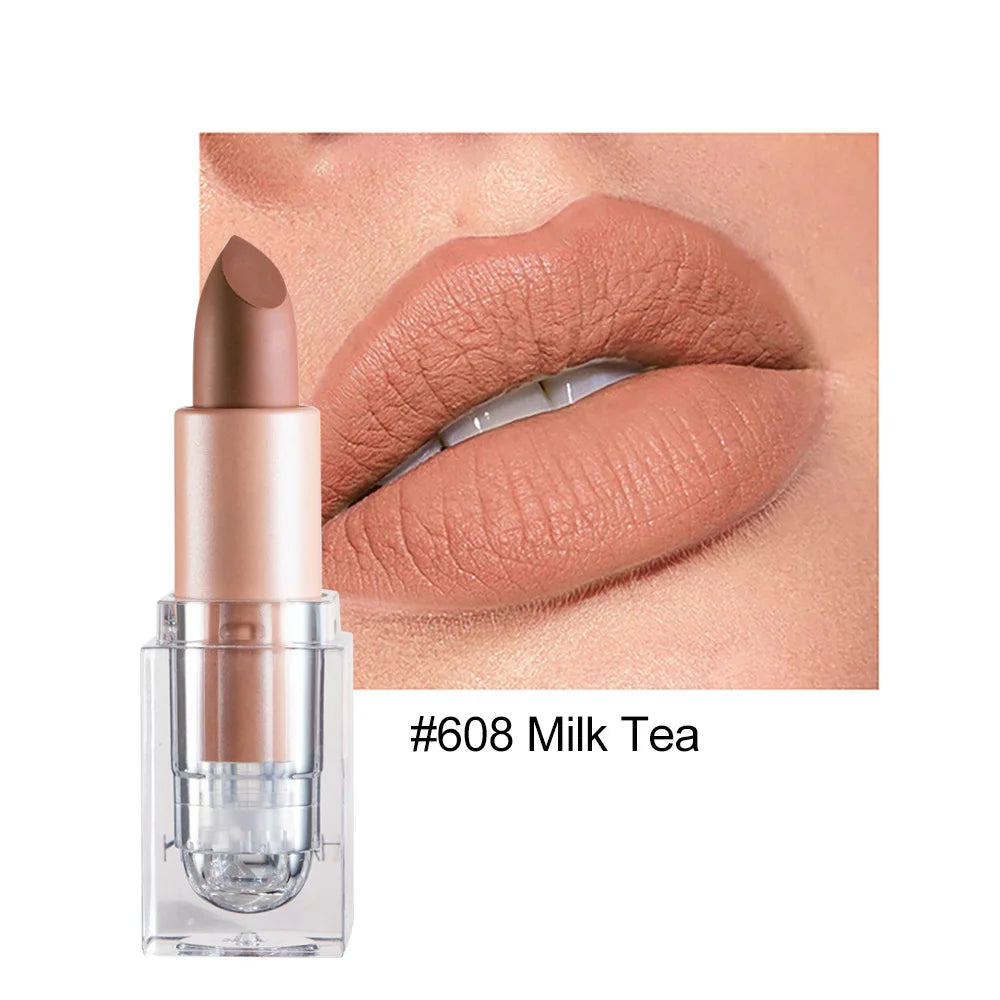 HANDAIYAN Matte Nude Lipstick Velvet Finish Long Lasting Waterproof Korean Beauty Cosmetic Makeup Gift for Women