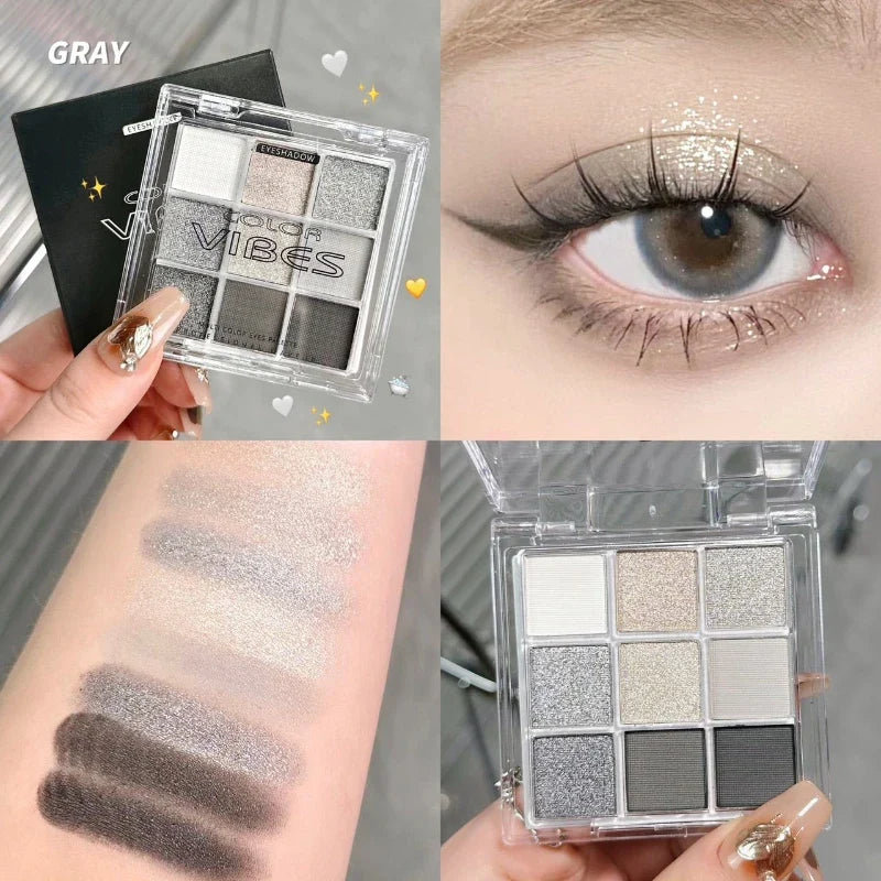 9-Grid Multi-color Eyeshadow Palette Glitter Pearlescent Matte Eye Shadow Shimmer Long Lasting Women Eye Makeup palette Cosmetic