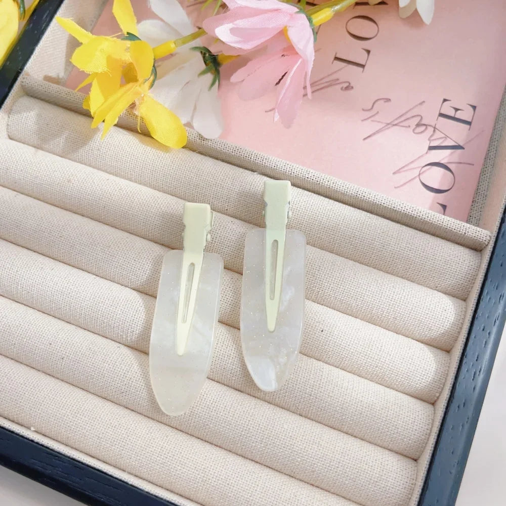 2pcs/set No Bend Hair Clips for Women Girls Acrylic Hair Styling No Crease Curl Small Pin Bang Seamless Barrettes Accessories