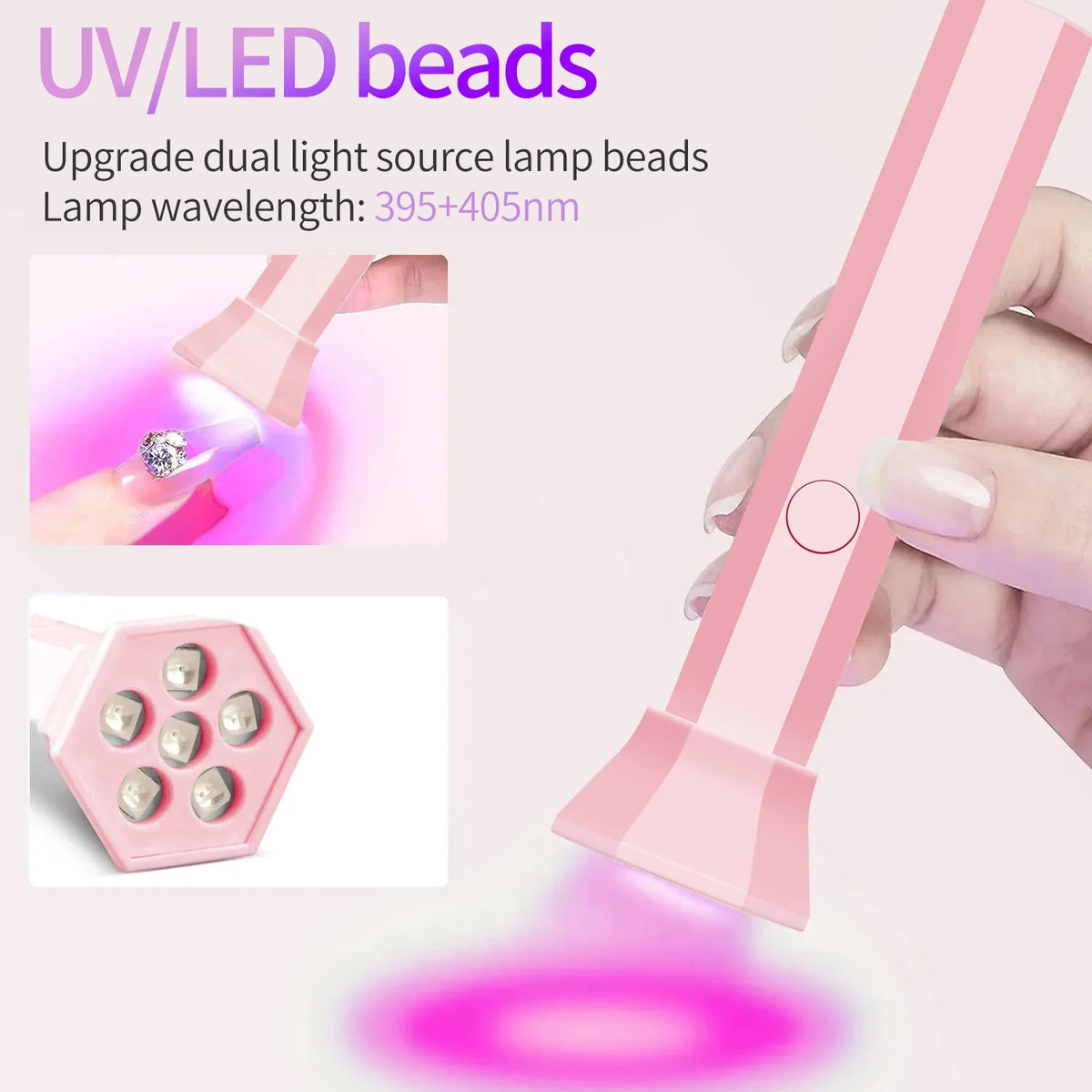 Handheld UV Light for Gel Nails Mini UV Light for Gel Nails Cordless Rechargeable Mini Nail Lamp for Fast Curing Ge