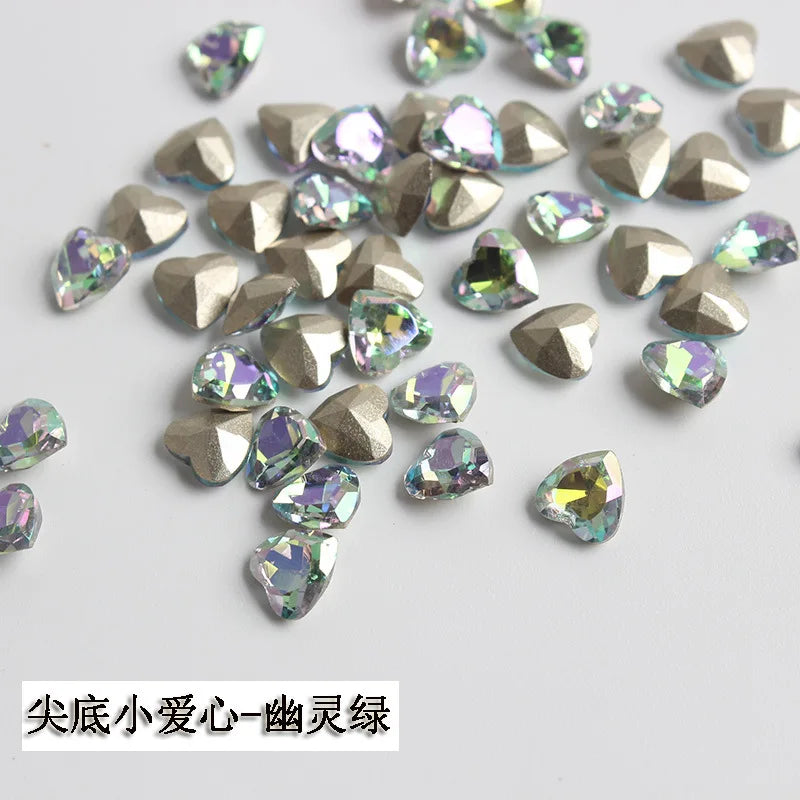 K9 100pcs 6mm Small Heart DIY for phone shell,Nail,Bag,Clothes 3D Diamond Stone Decoration Glitter Manicure Jewelry Accessories