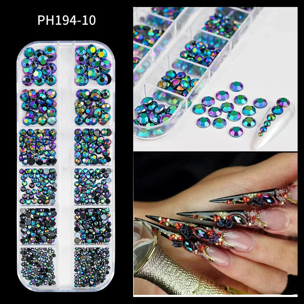 12 Grids Flatback Gold Silver Pearl Beads Nail Charms Round Caviar Ball For Nail Art Decorations 3D Nail Jewelry Rhinestones
