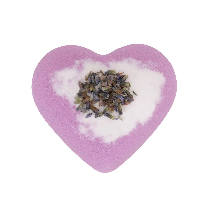 80g Heart Shape Bath Salt Dried Flower Fizzy Salt Ball Essential Oil Aromatherapy Spa Bubble Bath Soak Hotel Luxury Bath Gift