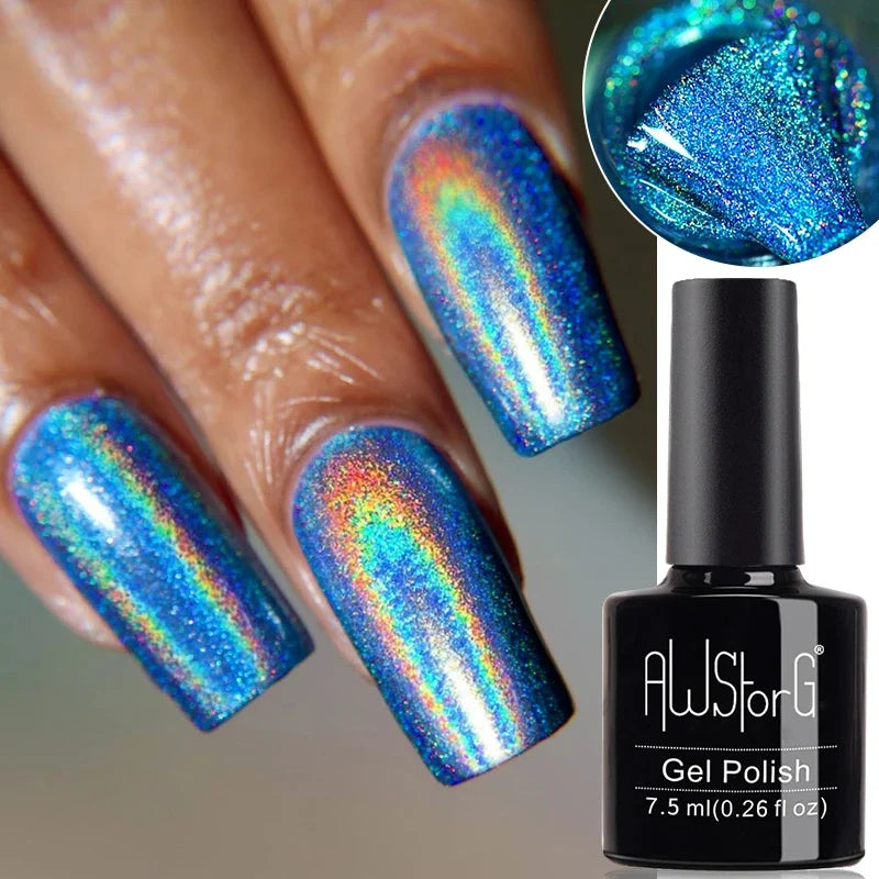 AWStorG 7.5ML Glass Cat Eye Fruit Color Magnetic Gel Nail Polish Vernis Semi Permanent Soak Crystal Gel Polish For Nails