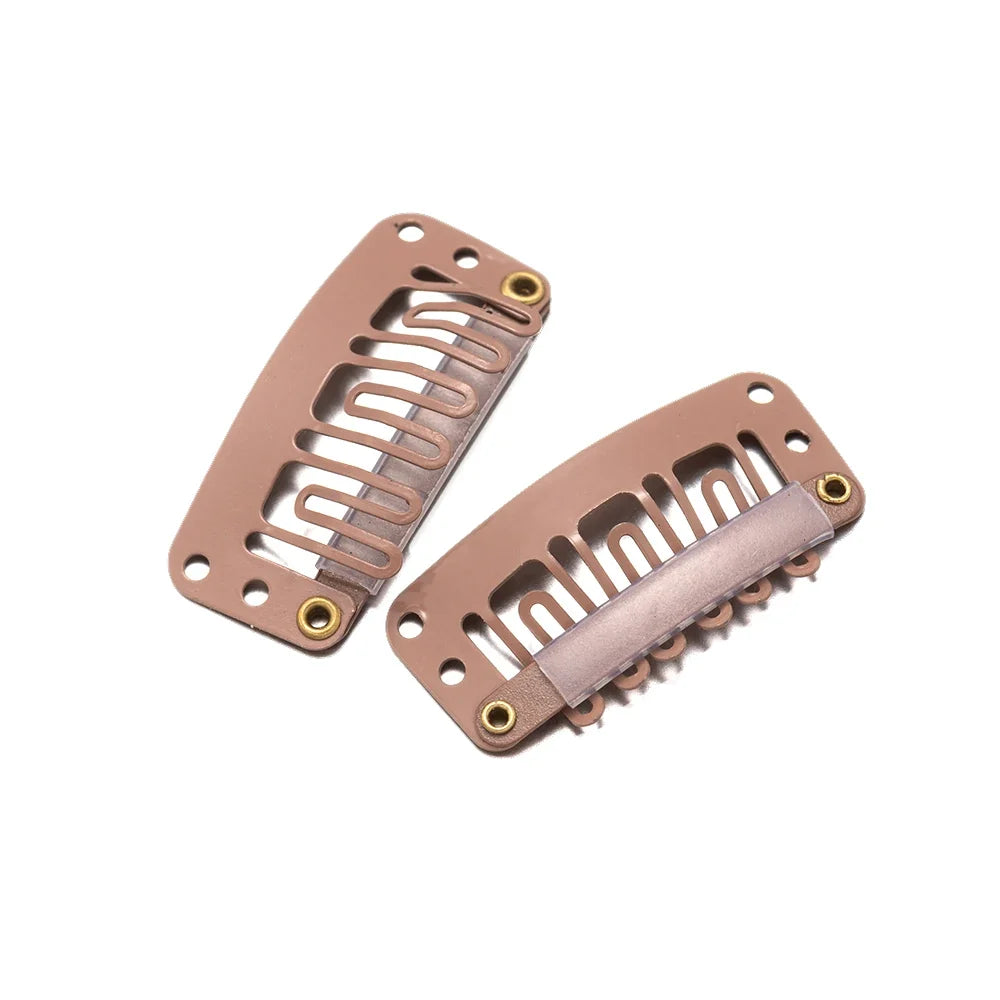 50Pcs/Lot U Shape Snap Clips Styling Flat Fixed Hair For Wigs Extensions Tool Back Silicone Accessories Metal 32mm Women Comb