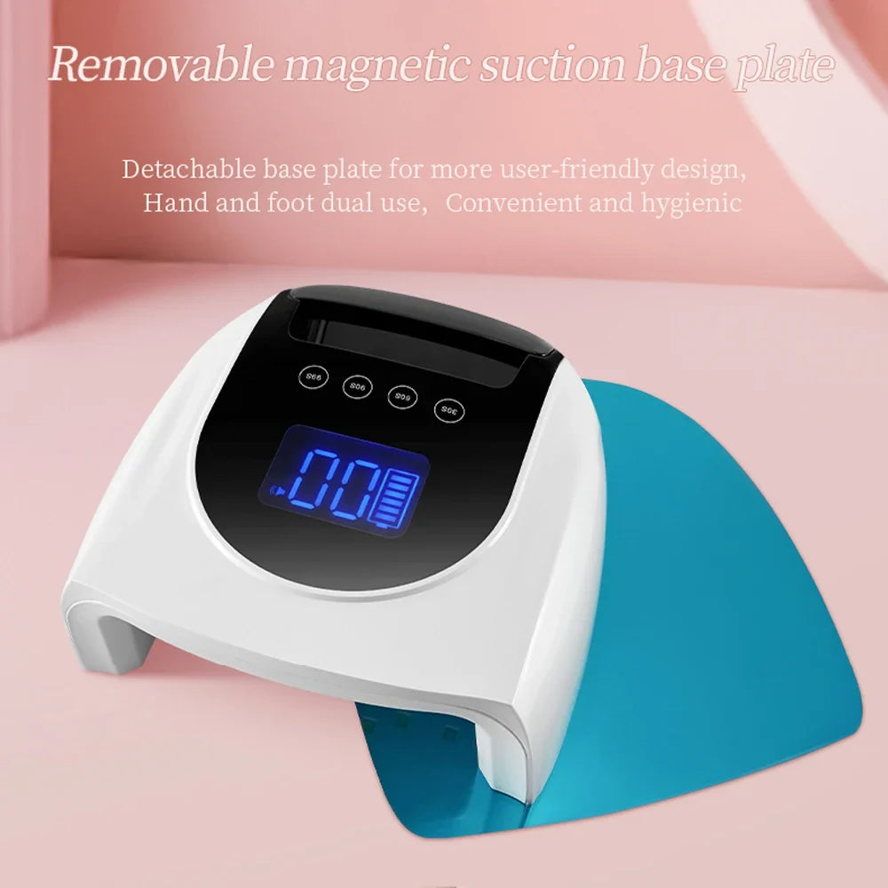 96W Magnetic Removable Bottom Nail Lamp Wireless Gel Polish Dryer Manicure Machine UV LED Light for Nail Portable Nail Lamp