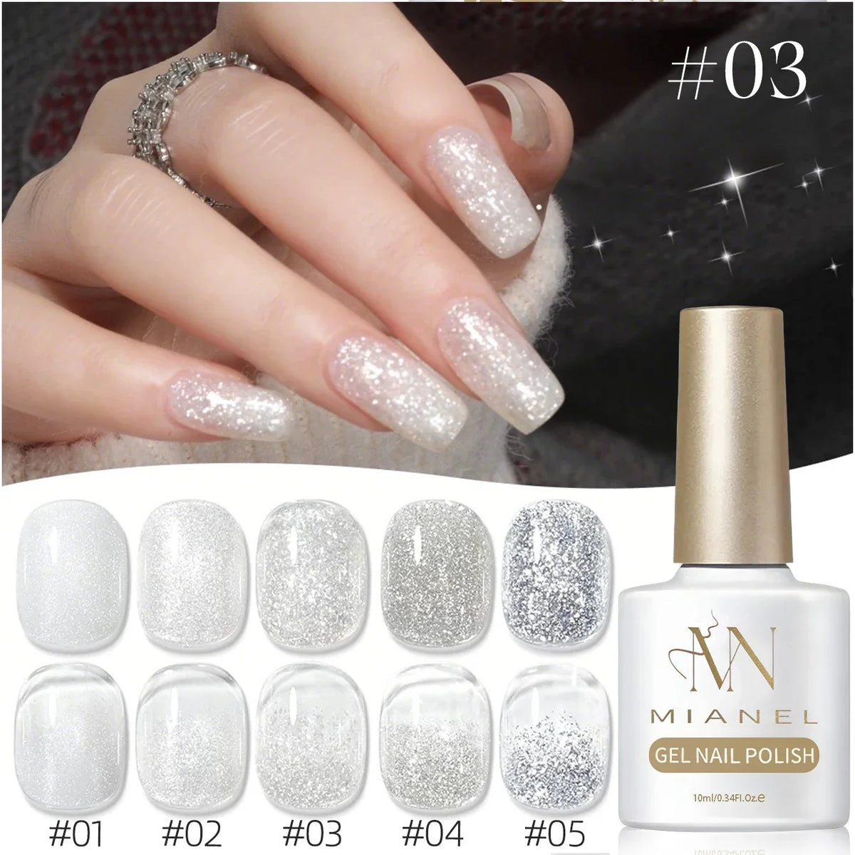 10ML 1pcs Moonlight White Strobe Glitter Gel Nail Polish Nail Supplies Hot Selling White Nails Super Flash Diamond Nail Polish