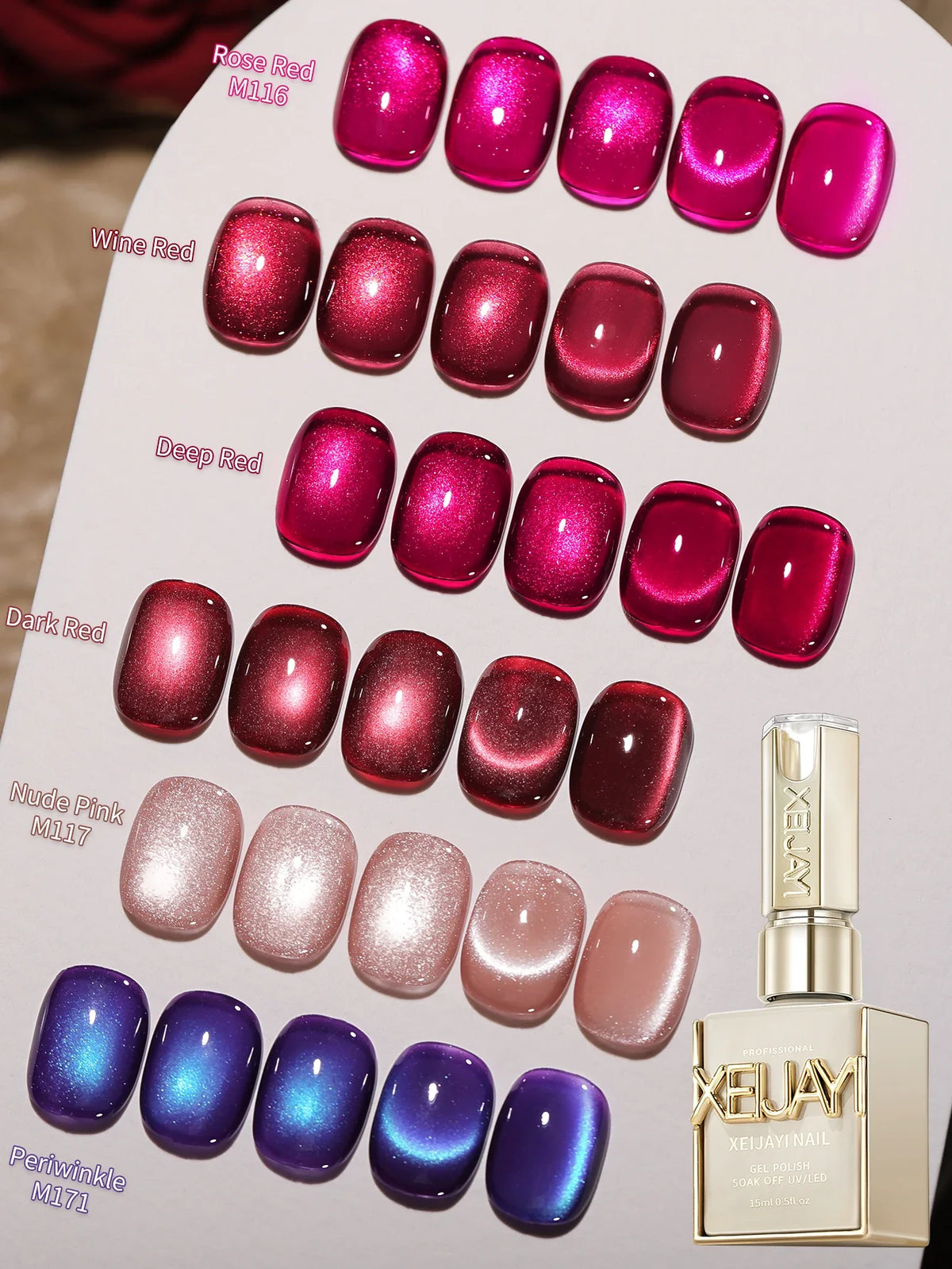6pcs Cat Eye Nail Polish Gel 2025 New Style Blue Pink Cat Eye Nail Art Suitable for Women's Nail Salon Design