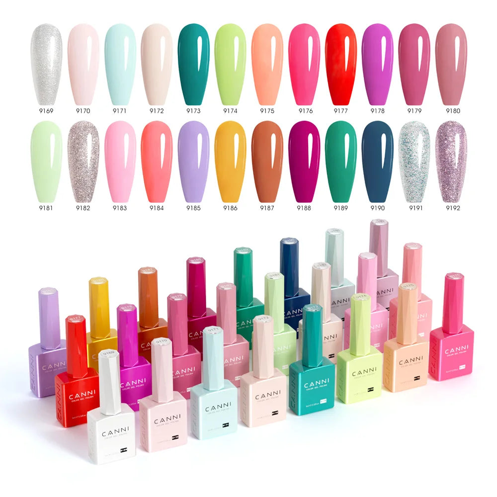 9ml CANNI CC8 HEMA FREE Nail Gel Polish Kit Nail Manicure Full Coverage Solid Color Summer Nails Soak off UV LED Nail Gel Set