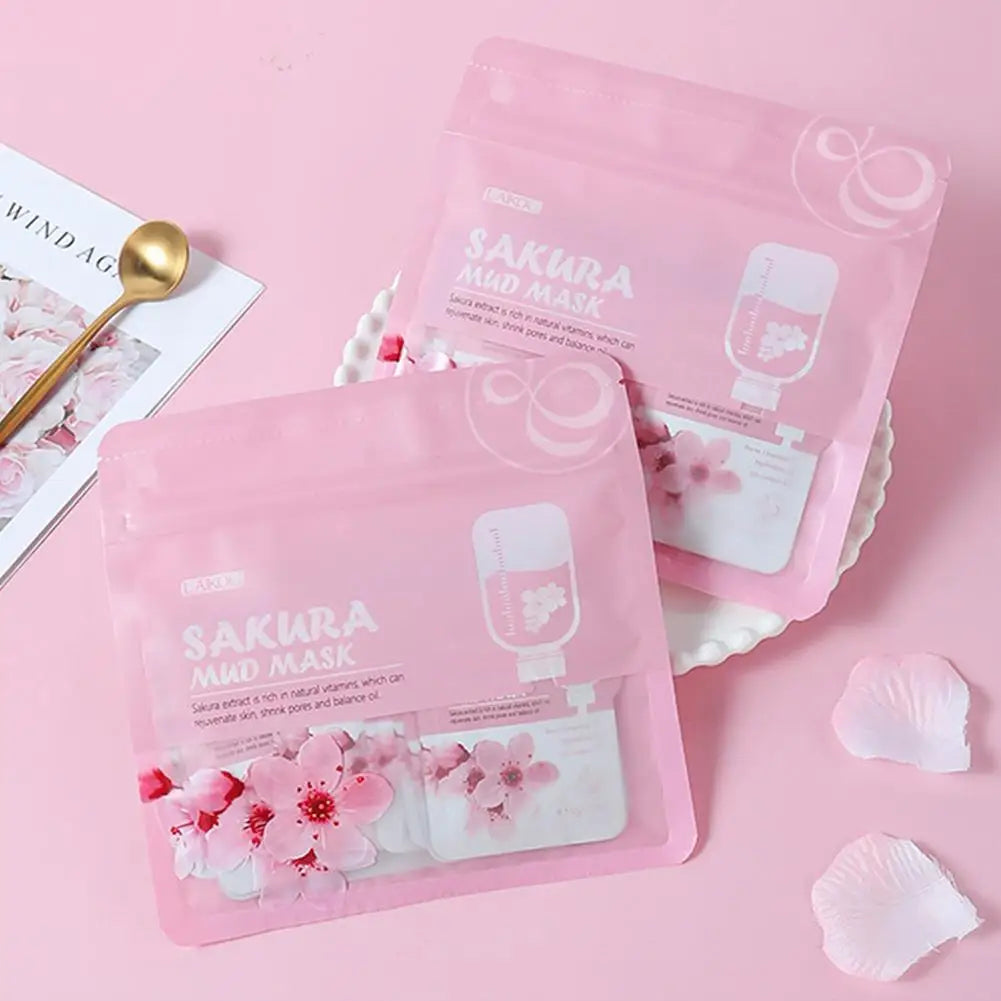 Japan Sakura Mud Face Mask Deep Cleansing Remove Blackheads Oil-Control Clay Mask Moisturizing Deep Cleansing Facial Skin Care