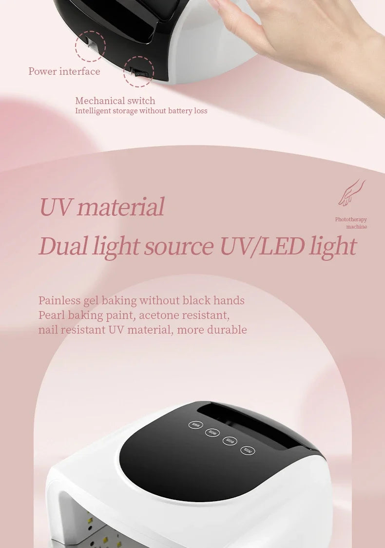 96W Magnetic Removable Bottom Nail Lamp Wireless Gel Polish Dryer Manicure Machine UV LED Light for Nail Portable Nail Lamp