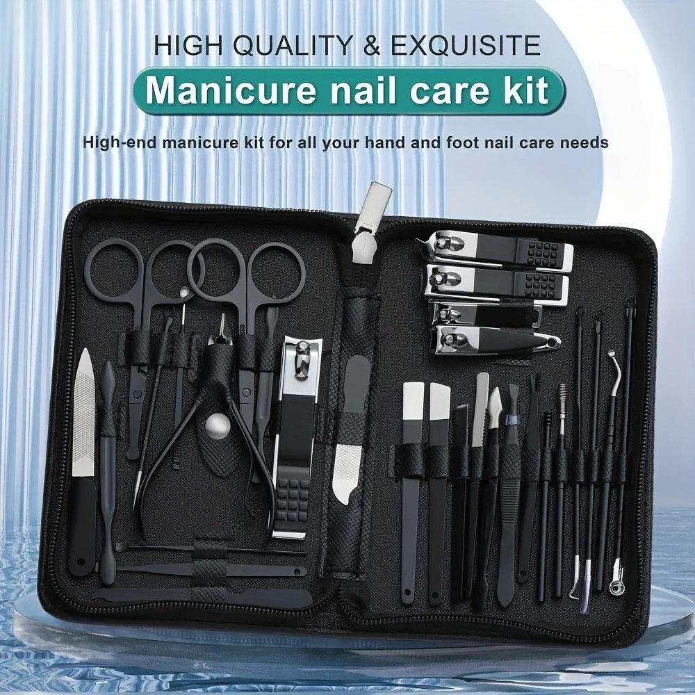 30 Pieces Complete Nail Care Kit Stainless Steel Manicure Pedicure Clipper Set Portable Travel Grooming Tools For Daily Use