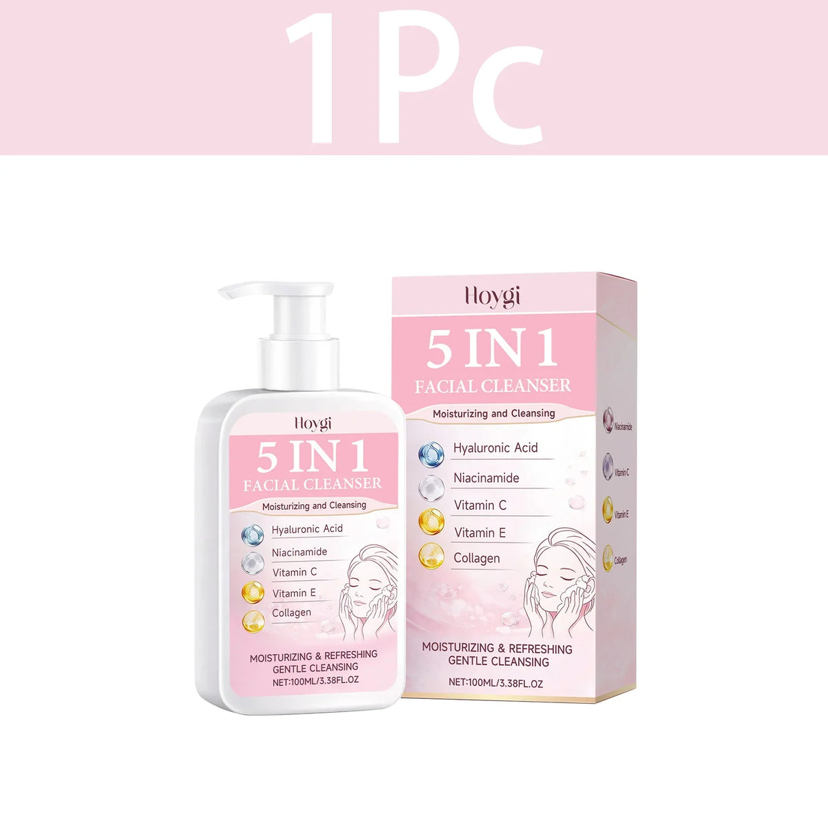 HOYGI Hydrolyzed Collagen Facial Cleanser Foam Deep Cleaning Remove Acne Oil Control Gentle Exfoliating Shrink Pores Face Wash