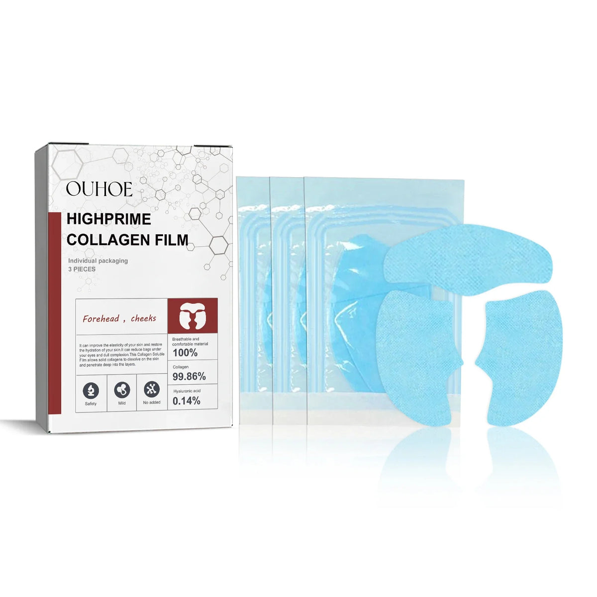 Collagen Membrane Set Paper Soluble Facial Mask Cheek Sticker Forehead Patch Fade Smile Lines Patches Tightening Skin Care