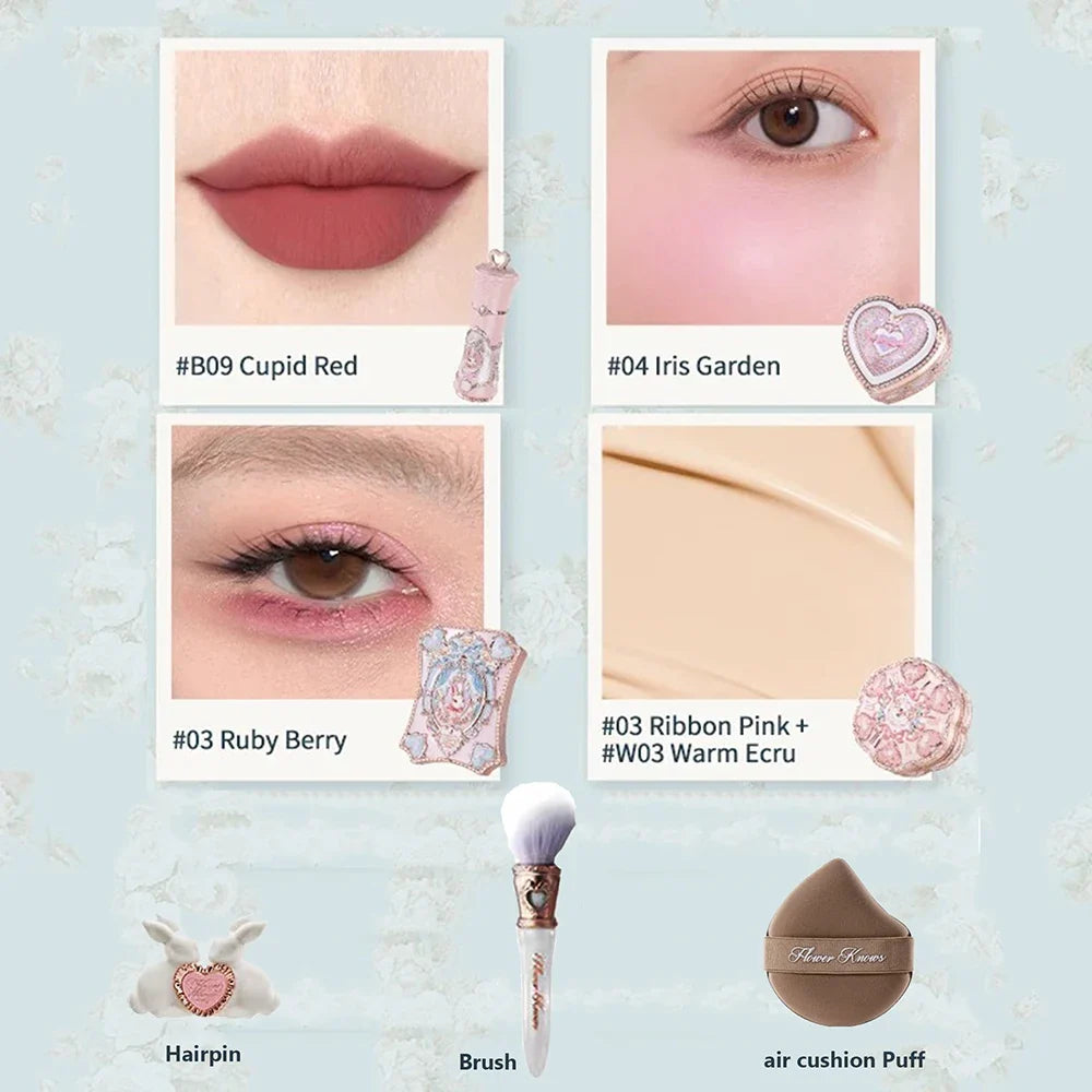 Flower Know Little Angel Collection Makeup Gift Box Eyeshadow Blush Cream Matte Lipstick Highlighter Full Kit All In One