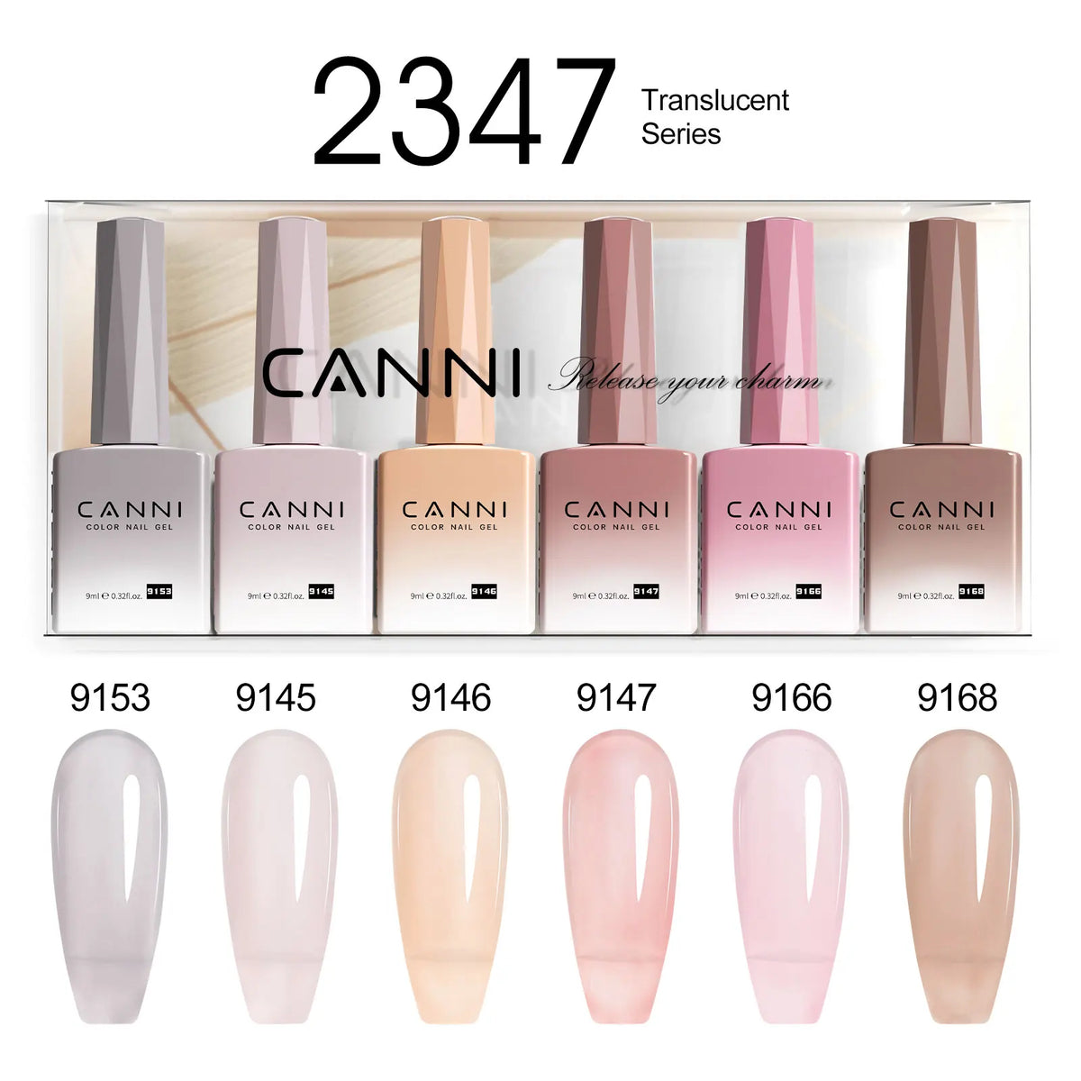6pcs/kit CANNI Gel Nail Polish TPO FREE Nails Semi Transparent Jelly Pink Collection Soak Off UV LED Gel Diamond Top Coat Set