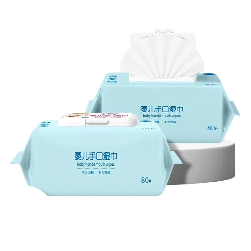80pcs Portable Baby Hand Mouth Wet Wipes Moisturizing Gentle Cleaning Wipes For Face Hand Outdoor On The Go Skin Care For Infant