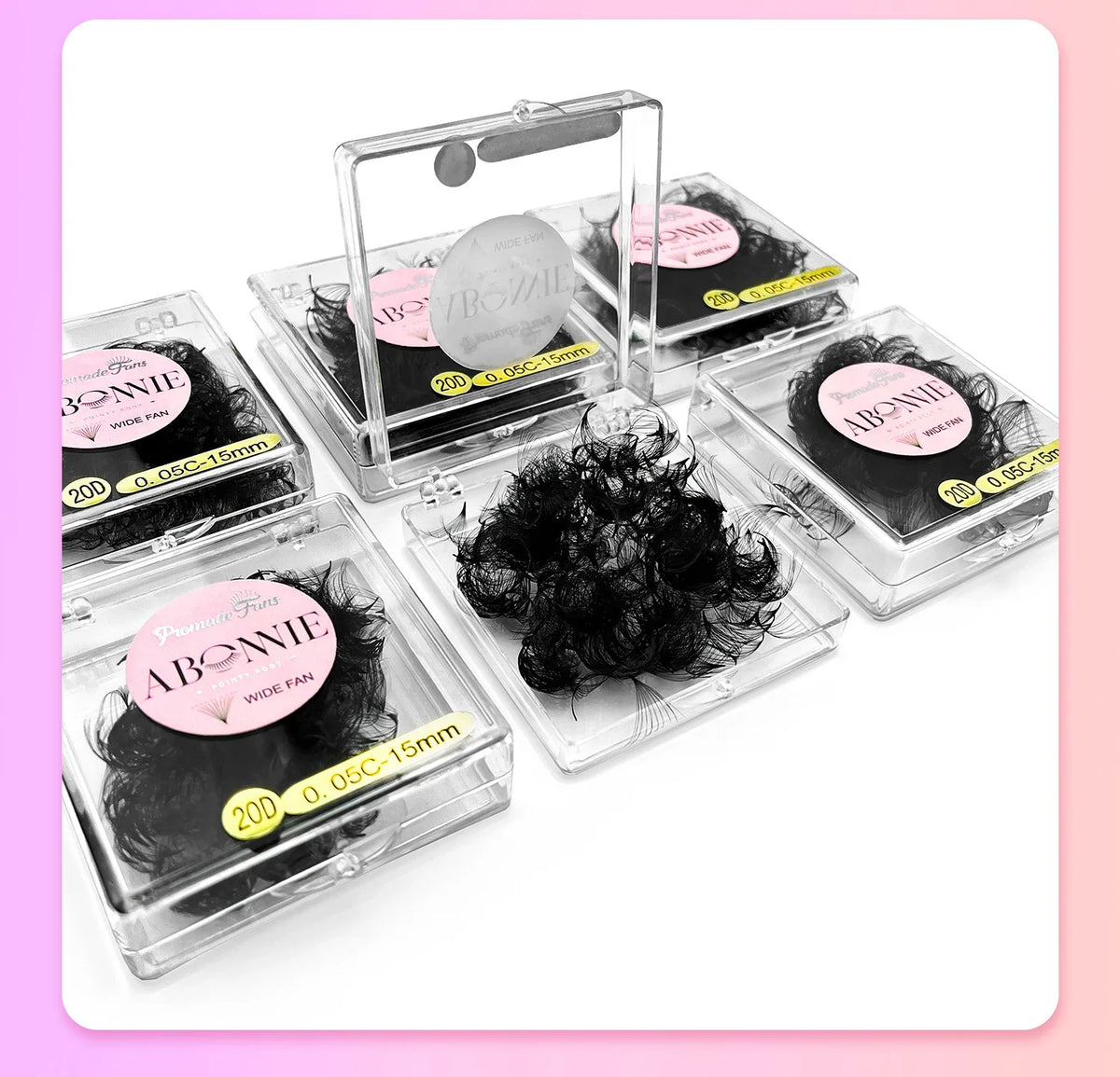 ABONNIE 500 Fans Loose Fan Lashes Extensions 6D-20D 8-18mm Pointy Base Premade Medium Stem Sharp Thin Russian Volume Eyelash