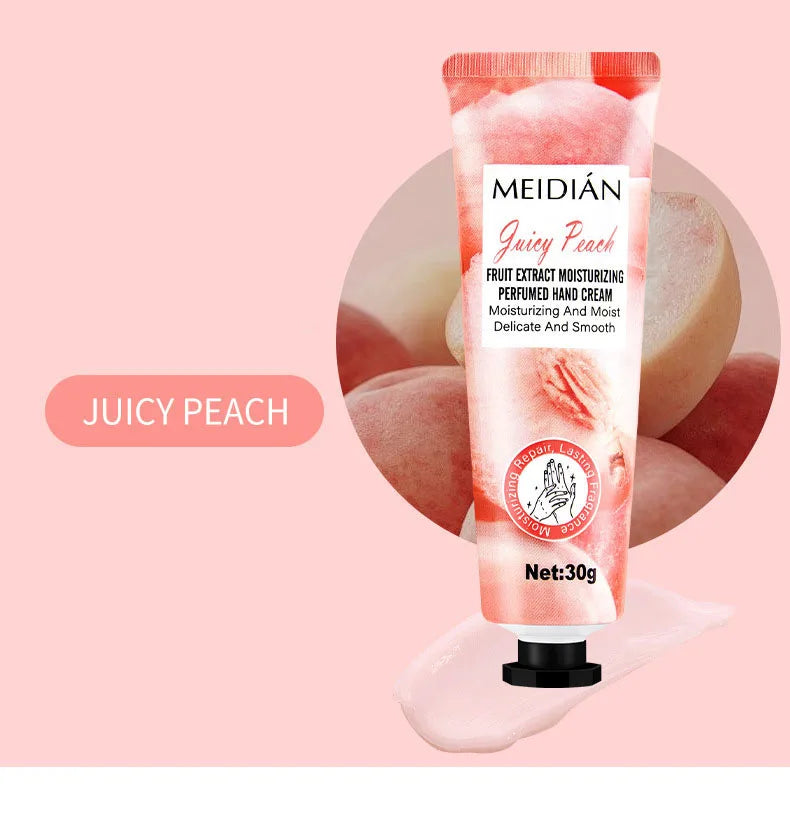 Five piece fruit scented hand cream for moisturizing and long-lasting fragrance retention. Hand care mask cream