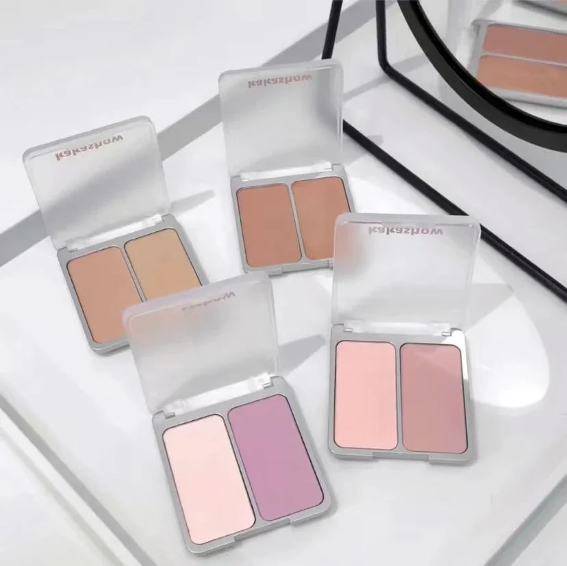Kakashow Bi-Color Powder Blusher Cheek Blush Low Saturation Light Color Pseudo Plain Color Expansion Color Natural Makeup