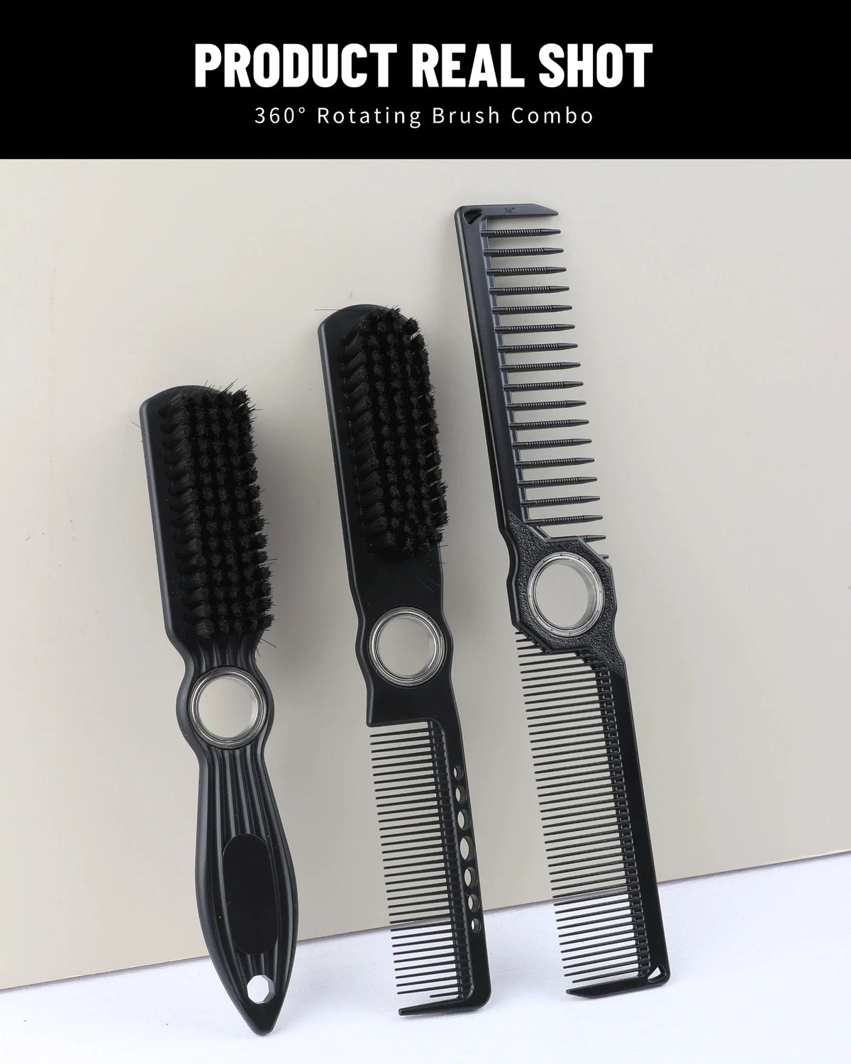 1/3PCS New Pro Spinning Barber Fade Brush Combs Dual-Sided Salon Styling Tools For Hair Removal Neck Duster Cleaning Brushes