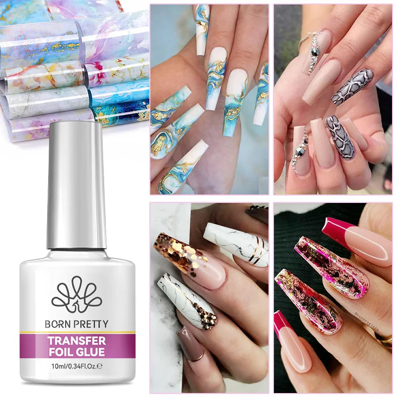 BORN PRETTY Transfer Foil Nail Gel Polish Semi-Permanant Varnish For Adhesive Sticker Nail Glue Soak Off UV LED Gel Nail Art Man