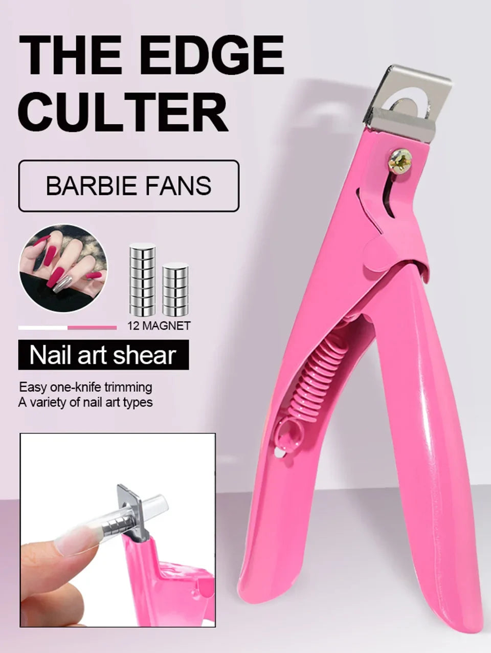Acrylic Nail Cutter Stainless Steel Clipper Scissors U Word False Tips Trimmer Manicure Tools Straight Cut Kit With 12pcs Magnet
