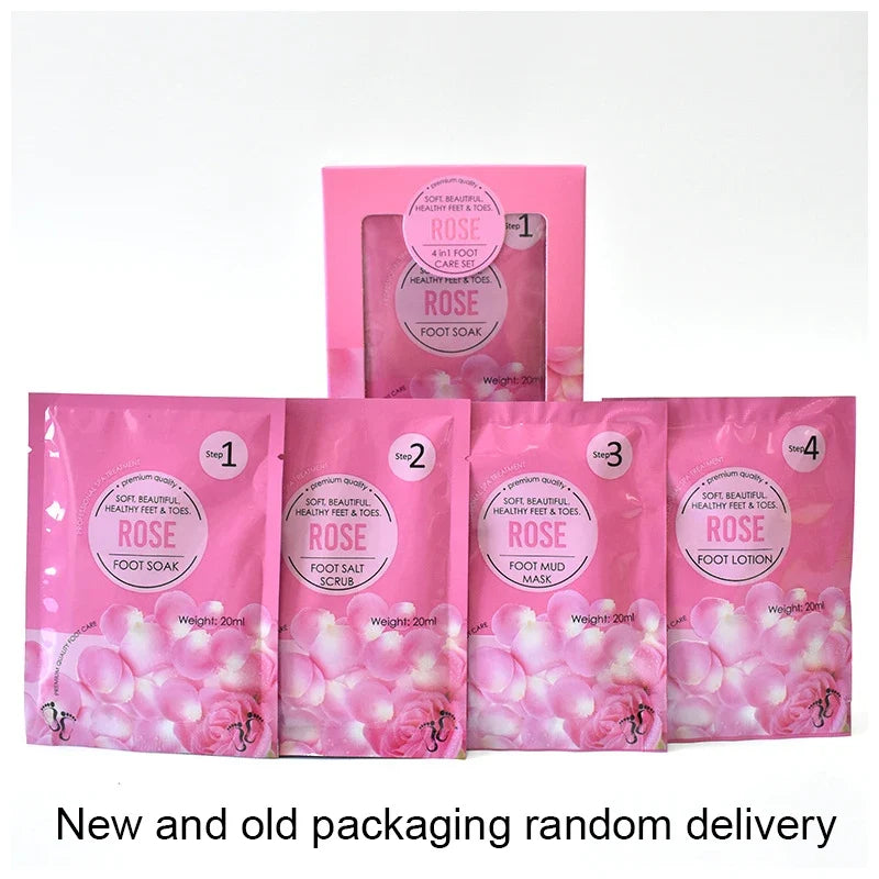 15Sets Pedicure Jelly Foot Soak Kit 4 in 1 Salt Soak Sugar Scrub Moisture  Mask Massage Cream for Salon Spa