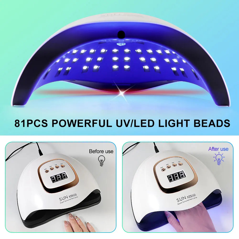 High Power 81LED UV Lamp for Nails Drying Quick Curing All Gel Nail Polish Professional Powerful UV Light Dryer Manicure Salon